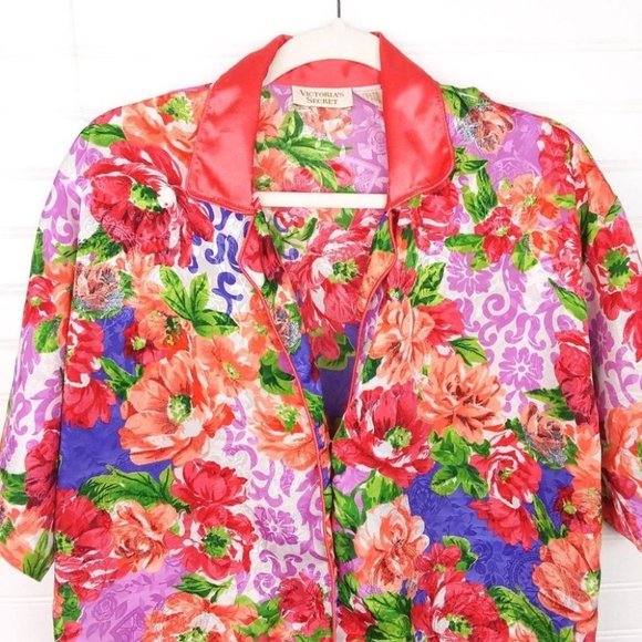 VTG Victoria's Secret Gold Label Floral PJ Shirt - Picture 2 of 10